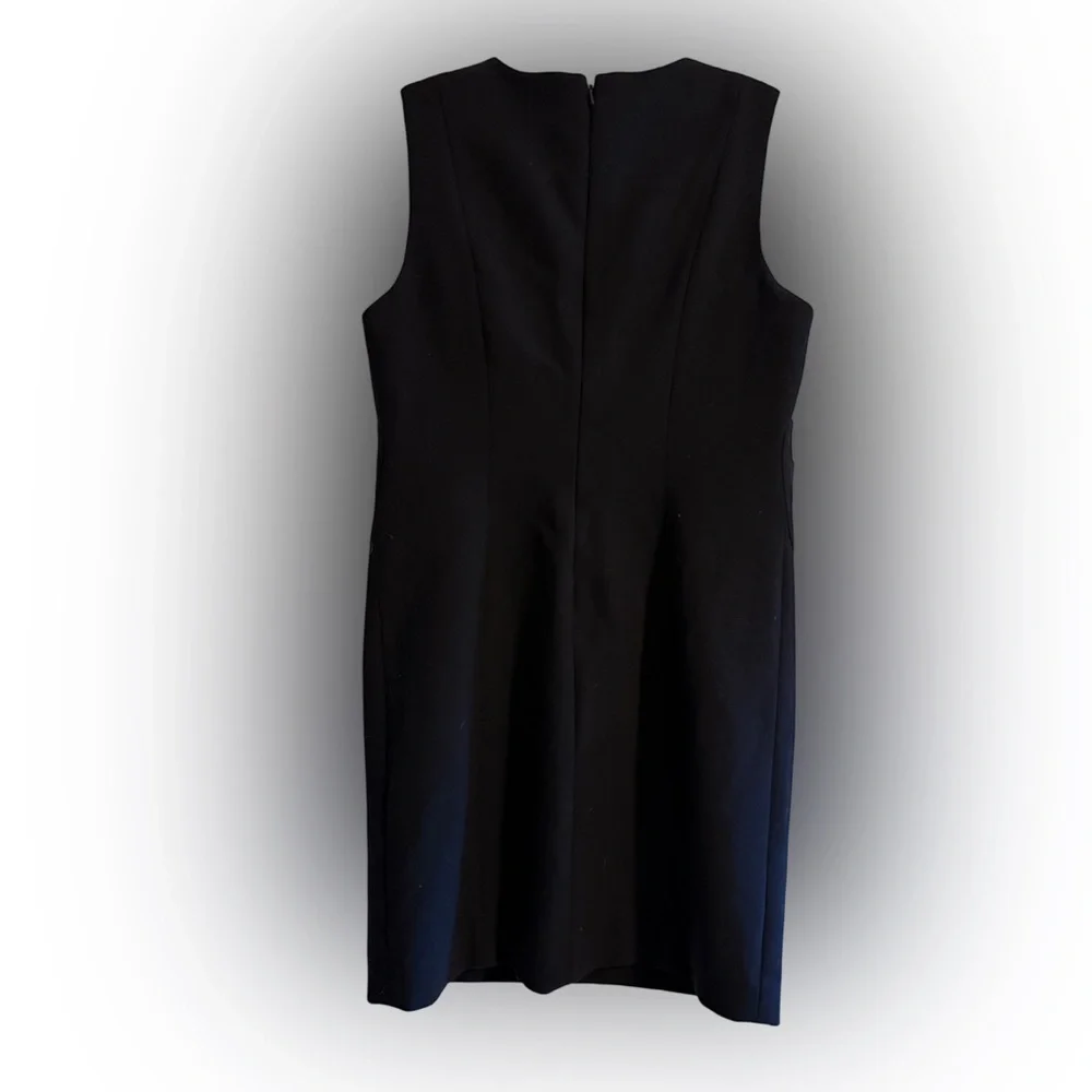 Tory Burch Sleeveless Gold Button Wool Blend Sheath Dress Navy Blue Size 10